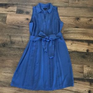 Ann Taylor petite sleeveless blue dress